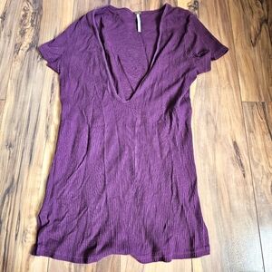 Free People Deep V Neck Short Sleeve Top XS